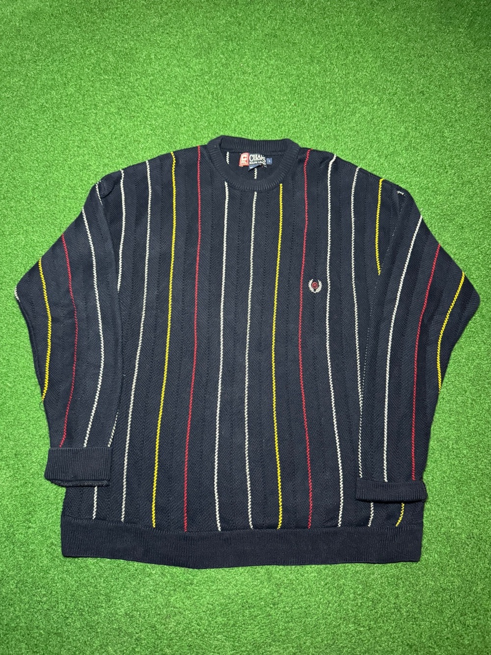 Chaps Ralph Lauren Vintage Sweater Large Oversized 90s USA Made Knit Crewneck